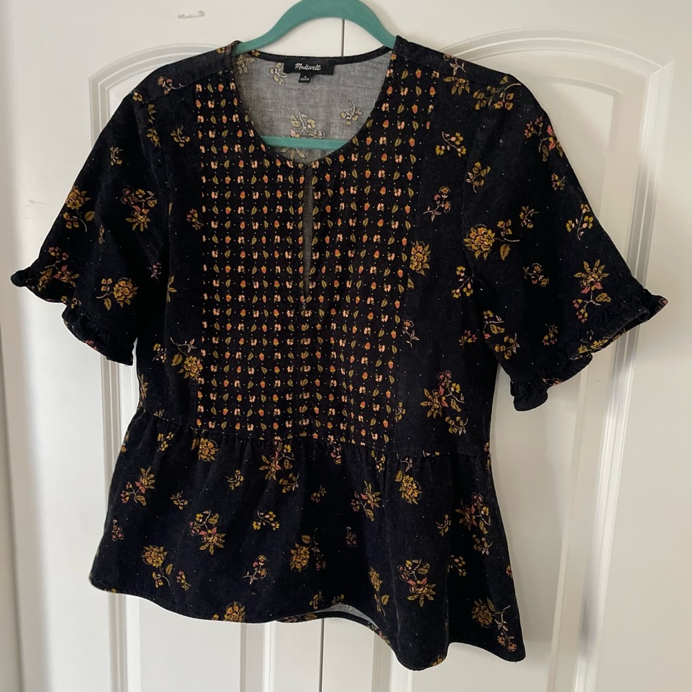 Madewell Corduroy Acorn Foulard Top Size Small